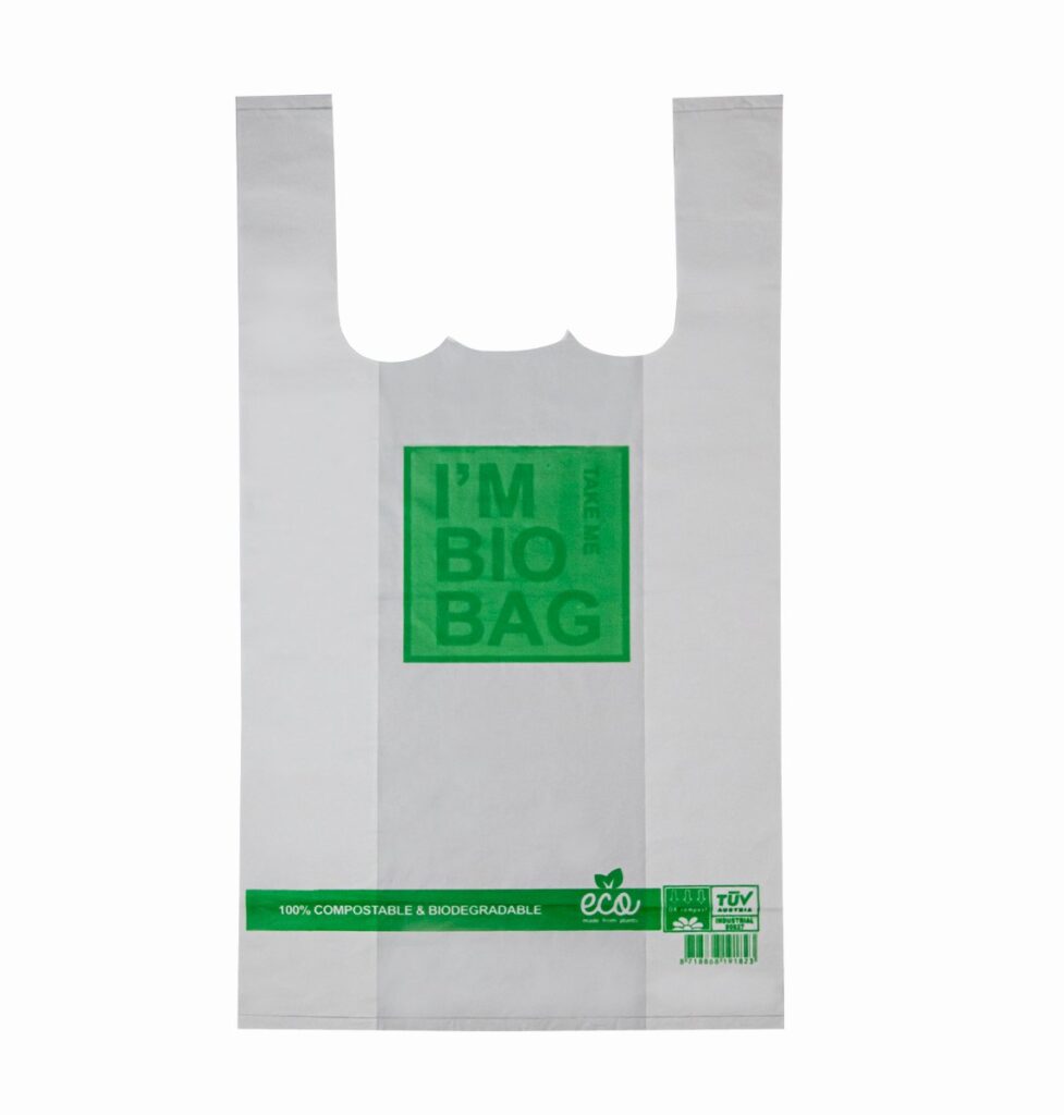 Compostable Potato-Starch Carrier Bags 28×14×48 cm, Pack of 50