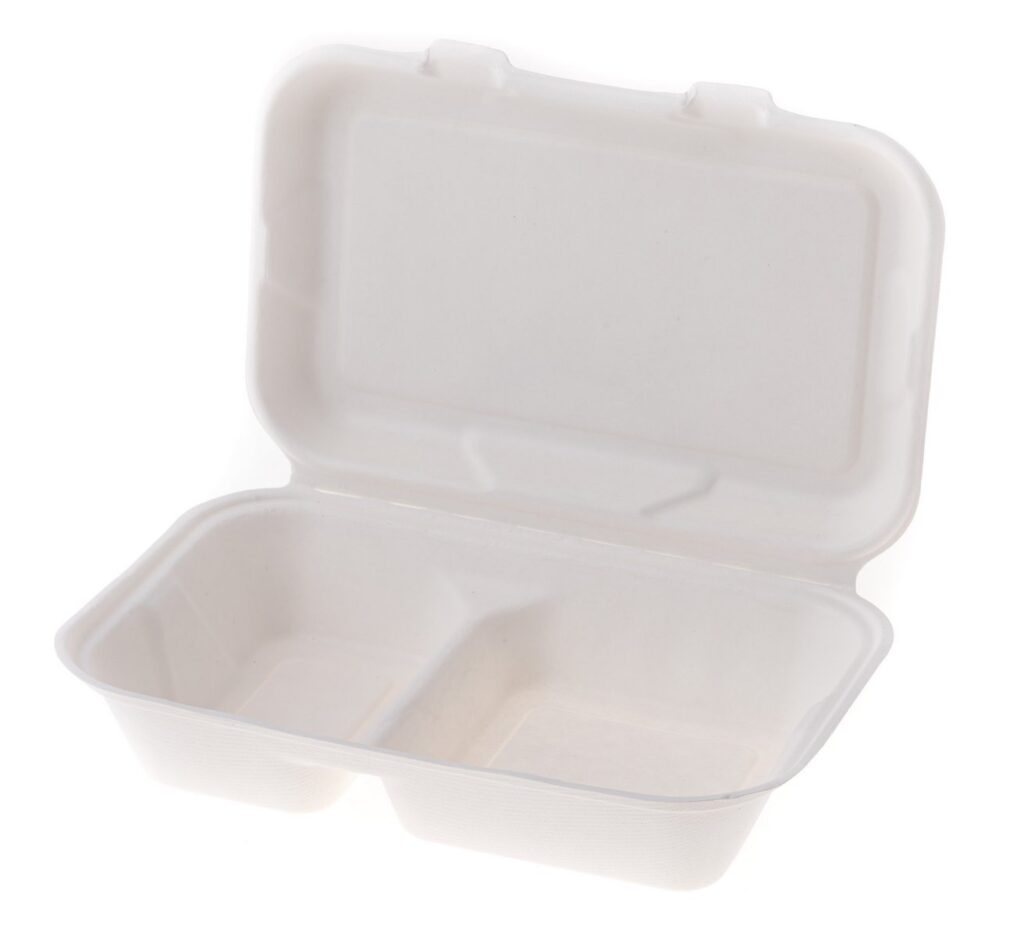 Sugarcane Meal Box 25×17×5/6 cm, 2-compartment, Pack of 50