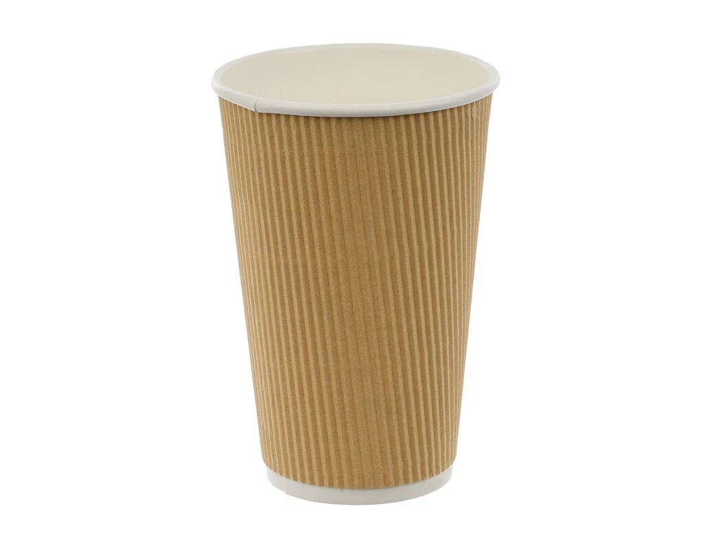 Ribbed Paper Cup 420 ml, Double Wall, Plastic-Free