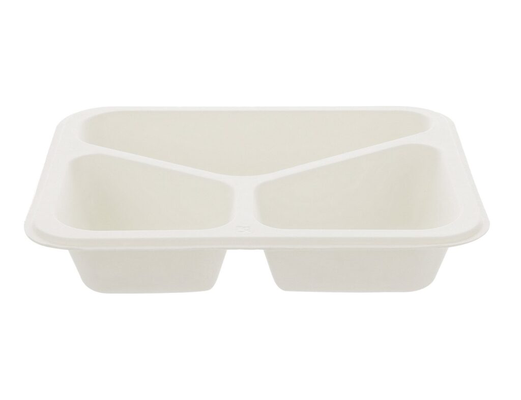 Paper Container 22.7×17.8×4.5 cm, 3-compartment, Pack of 50